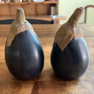 Patricia Garrett Studio Pottery Eggplant Salt & Pepper Shakers | Art Pottery | c
